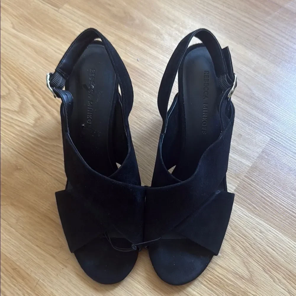 Rebecca Minkoff Heels Sandals Black Suede Slingback Aaiden Size 8